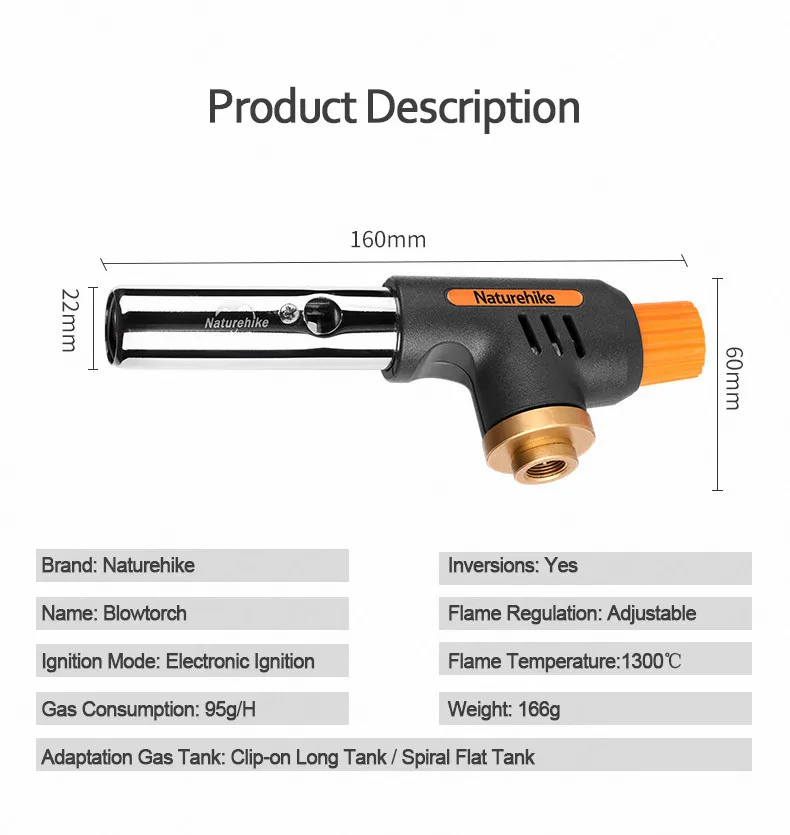 Pistola de ar de Acampamento Queimadores a Gás Naturehike Fogão Arma Ignição Eletrônica Cobre Butano Fabricante Isqueiro Churrasco Piquenique 11 High Quality Esporte e Lazer
