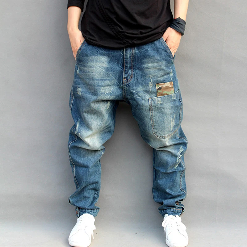 Men/'s Elastic Waist Loose Denim Pants Stretch Taper Fit Jeans Plus Size M-7XL