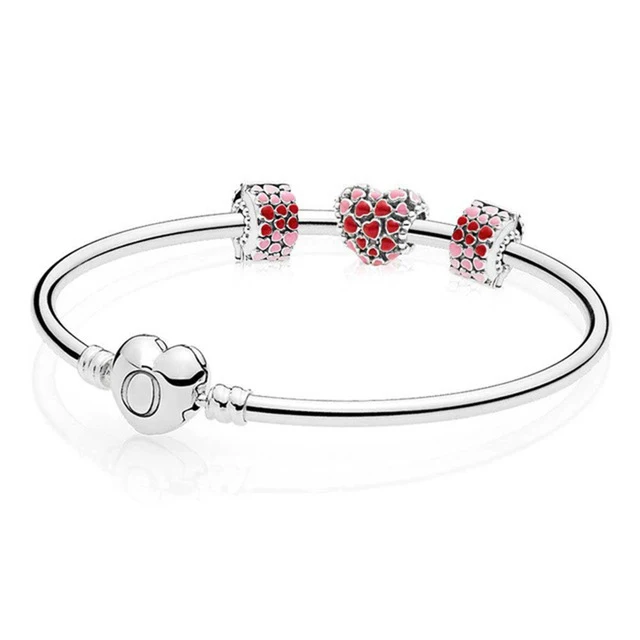 

SIEMTO 100% 925 Sterling silver Burst of Lovers Jewelry Gift Set Clear CZ fit DIY charm Bracelets jewelry A set