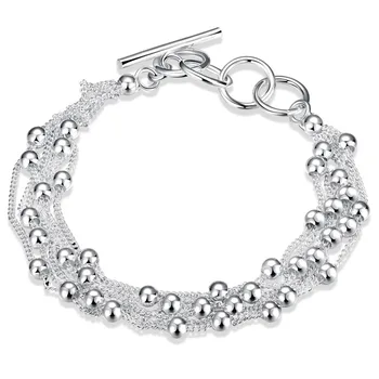 

5pcs Wholesale and retail 925 Silver Bracelets 6line Light Bangle Silver Chain 6 Layer Chain Link Bracelet Female For Women Men