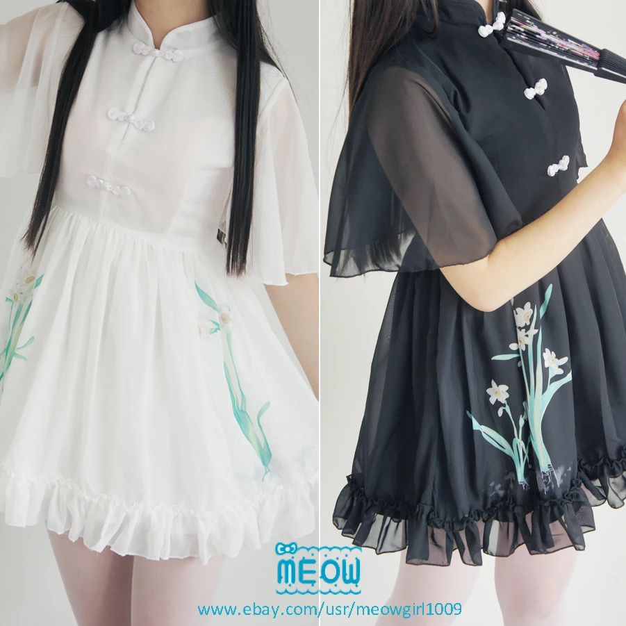 RUOSHUIXIAN (Девочка Нарцисса) винтажное платье в китайском стиле летнее Hanfu Lolita Fairy Kei 3