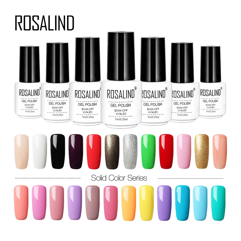 

ROSALIND Nail Art Gel Varnish Pure Colorful Soak off Primer Nails Extension White Bottle UV Gel Nail Polish Set For Manicure
