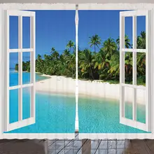 Бирюзовые шторы океан рай остров вид из беседки Пальма пляж тема фотографии искусств Гостиная Спальня Шторы
