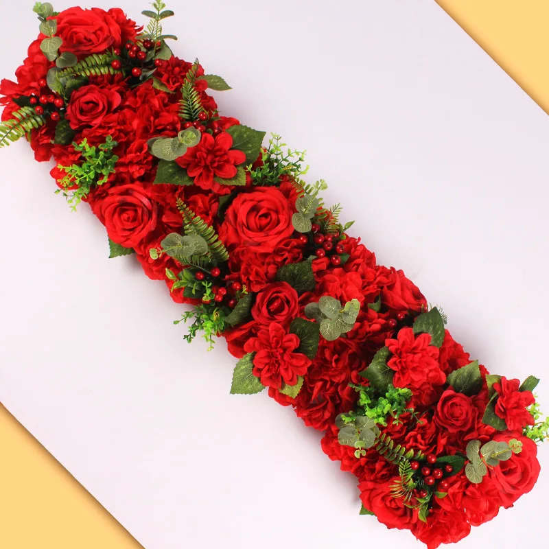 Flone Artificial Silk Fake Flowers 100cm Wedding Rose Flowers Row Wedding Scene Layout Flower Road Wall Arch Door Decoration (21)