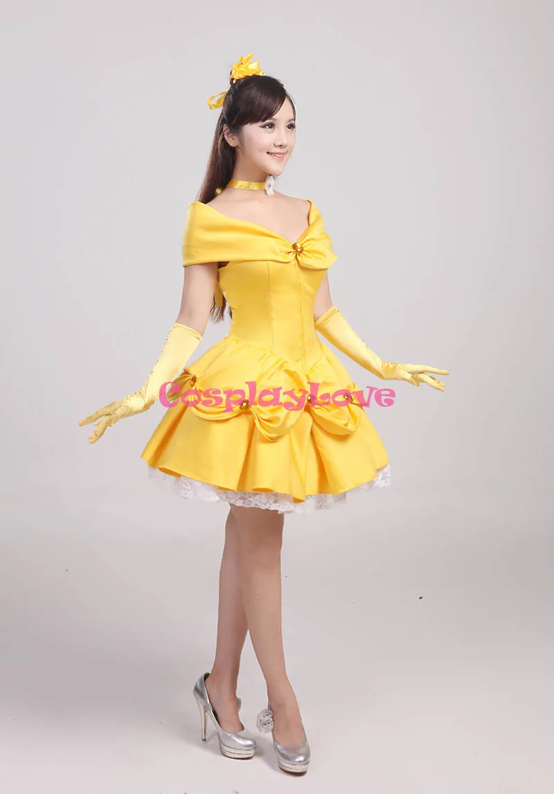 CosplayLove Custom Made Beauty And The Beast Belle Princess Yellow Short Dress Cosplay Costume For Halloween Christmas Party (8)