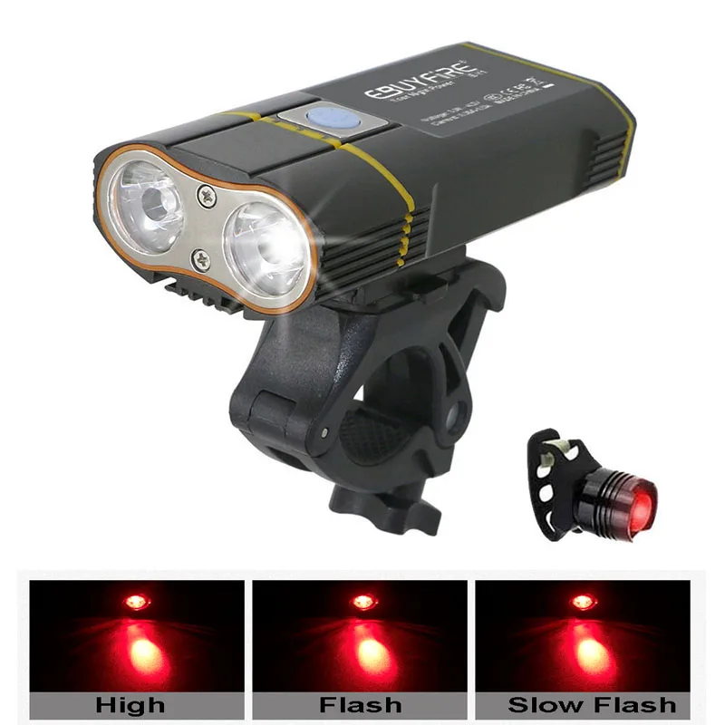 SET B lightXtailLamp 6000лм велосипедный светильник 2x XML-L2 светодиодный велосипедный светильник с USB перезаряжаемой батареей велосипедный передний светильник+ крепление на руль - Цвет: SET B lightXtailLamp