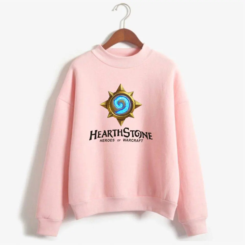 Hearthstone женские корейские толстовки с высоким воротом Harajuku модные розовая смешная