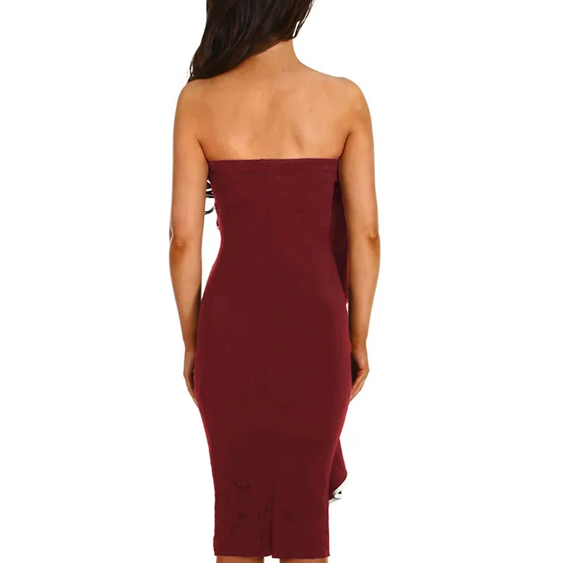 Wine-Frill-Strapless-Midi-Dress-LC610049-3-2