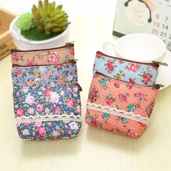 

70PCS / LOT Women Purse Coin Cute Zipper Wallet Ladies Wallets Mini Money Bag Card Holder Bag Printing Flower Bag Wholesale