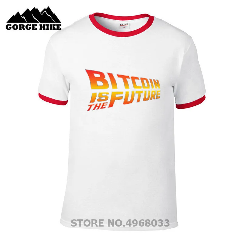 Popular Style Cryptocurrency Print Men T-shirt Bitcoin is the Future Crypto logos Short Sleeve T shirt Organic Cotton Top Tshirt