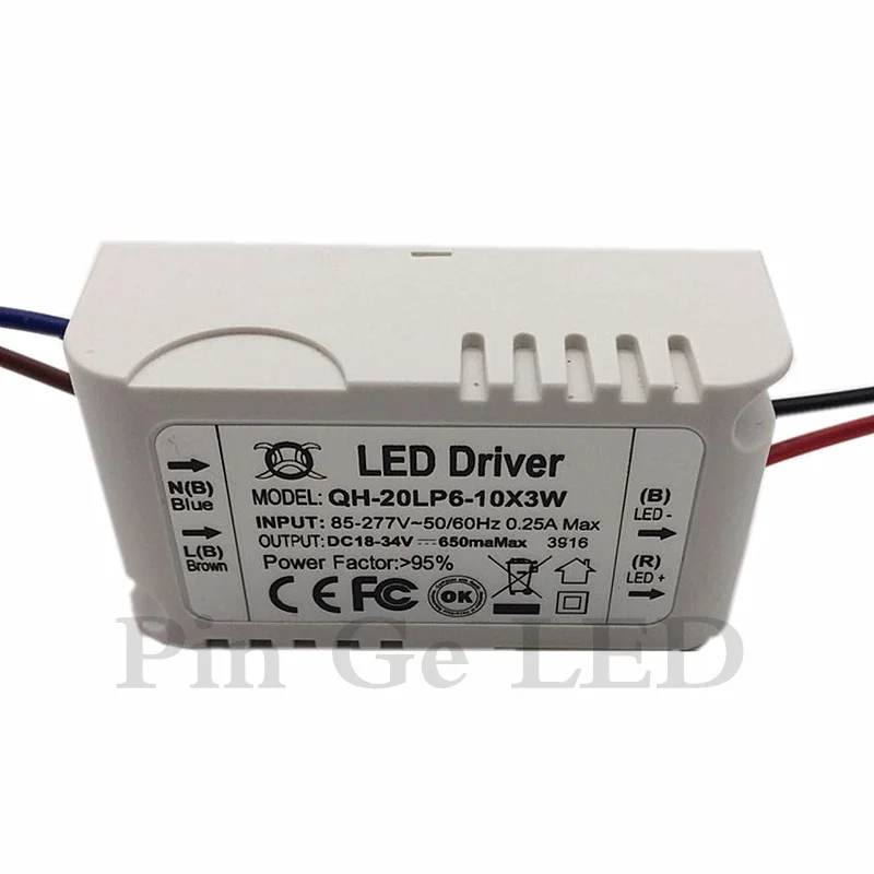 

5 Pieces Isolation 20W AC85-277V LED Driver 6-10x3W 600mA DC18-34V LEDPower Supply Constant Current Ceiling Lamp Free Shipping