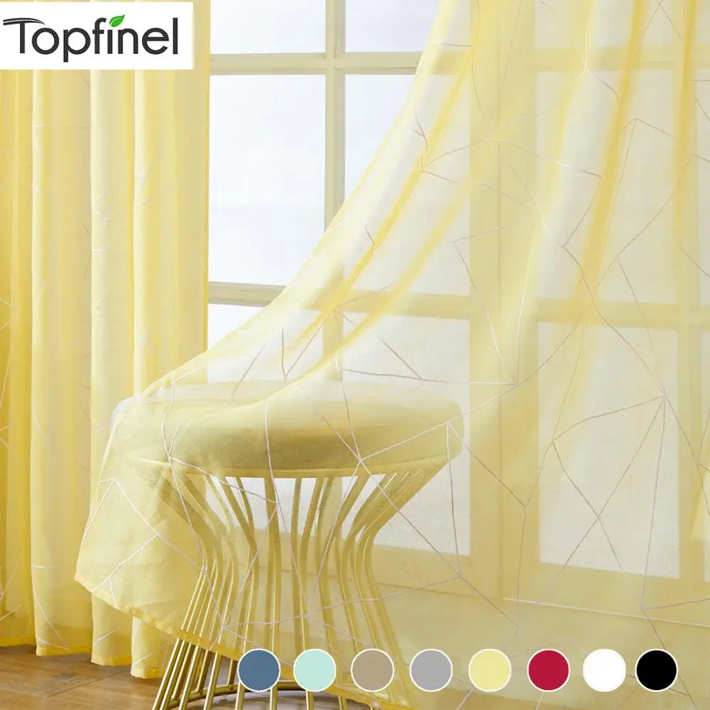

Topfinel Nordic style Geometric Curtains for living room Modern sheer curtains for bedroom Window curtain Decoration Chiffon