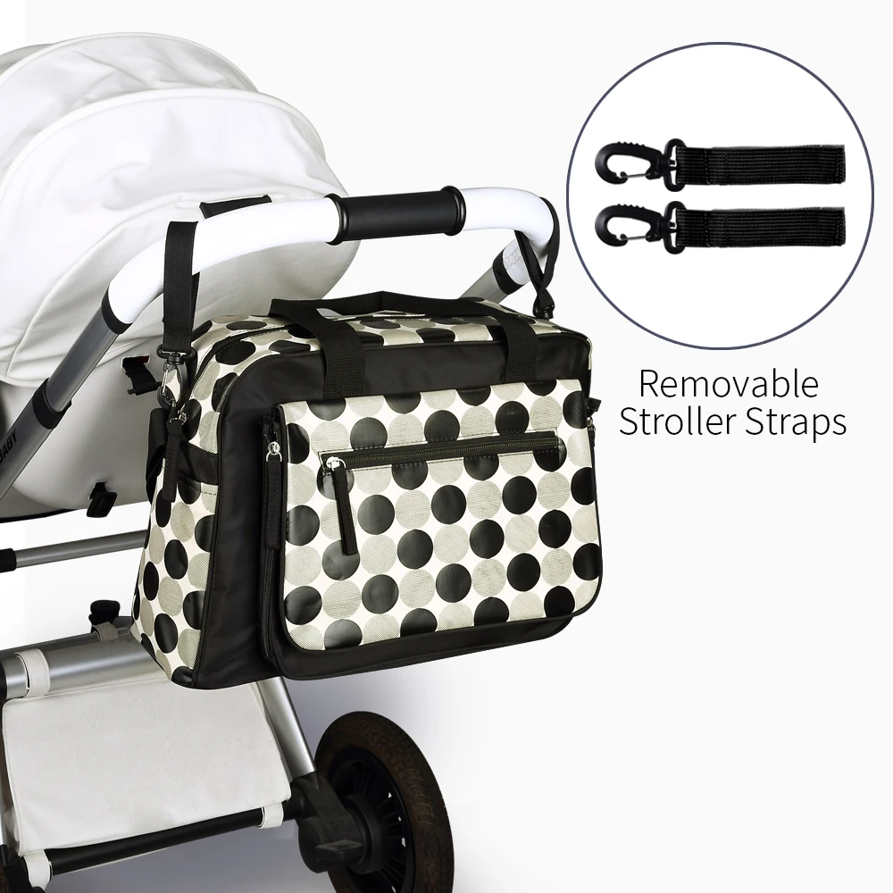 Сумки для подгузников с узором в черный горошек, водонепроницаемые сумки для мам, большая вместительность, сумка для кормящих мам, сумки для детских подгузников, сумки для детских колясок