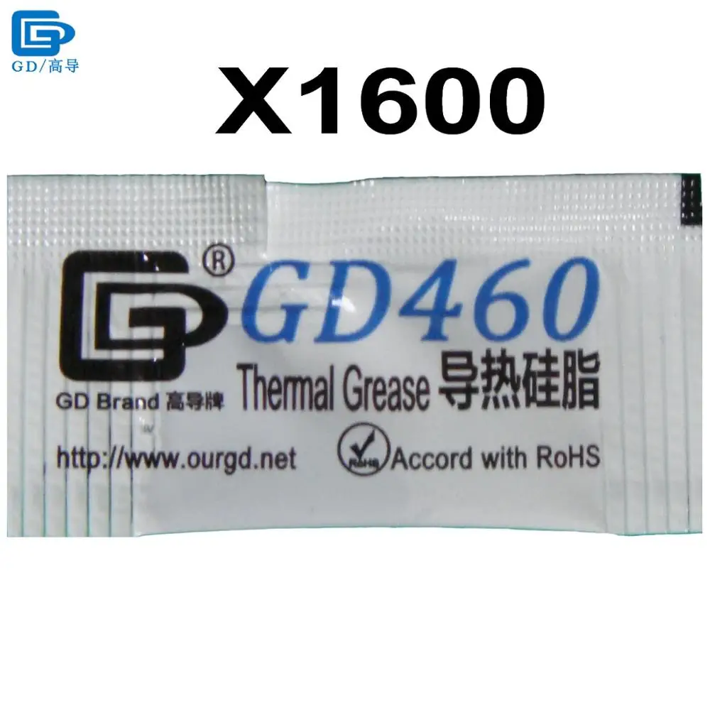 

GD Brand Thermal Conductive Grease Paste Silicone Plaster GD460 Heat Sink Compound 1600 Pieces Net Weight 0.5 Gram Silver MB05