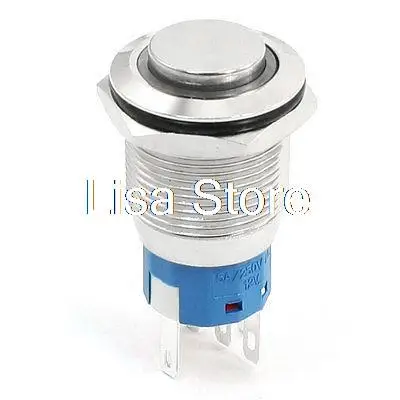 

19mm 12VDC Red Ring LED Light Metal Momentary Push Button Switch NO NC