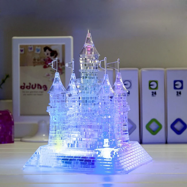 3D Сборка хрустальный замок пазл Музыкальная мозаика с красивым светильник