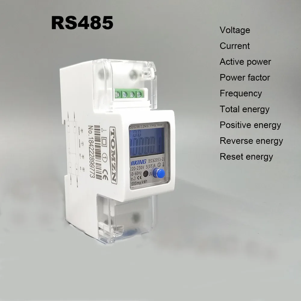 Однофазный счетчик энергии ZN/S 5(65)A 220V 230V 50HZ 60HZ однофазный на din рейке кВт/ч ватт час с RS485 DDS238 2|watt hour energy meter|kwh