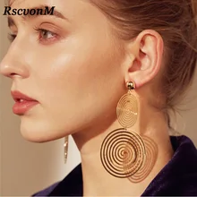 RscvonM, двойные круглые серьги, 1 пара, простые элегантные серьги-кольца, женские серьги, геометрический дизайн, округлый, Круглый, серьги-кольца, ювелирное изделие