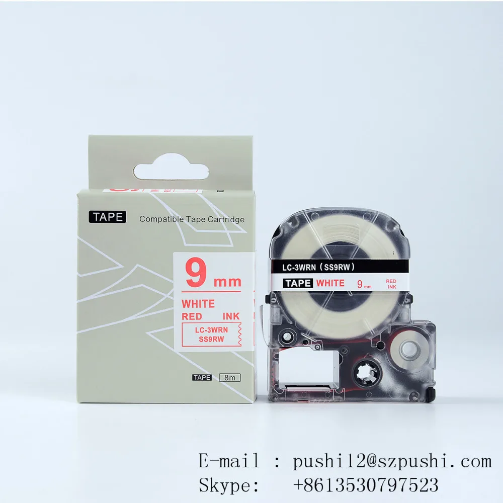 LW Label printers Strong Adhesive LC TEPRA label tape 9mm Red on White