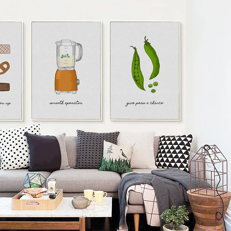 Nordic Abstract Kitchen Utensils A4 Canvas Art Painting Print Poster