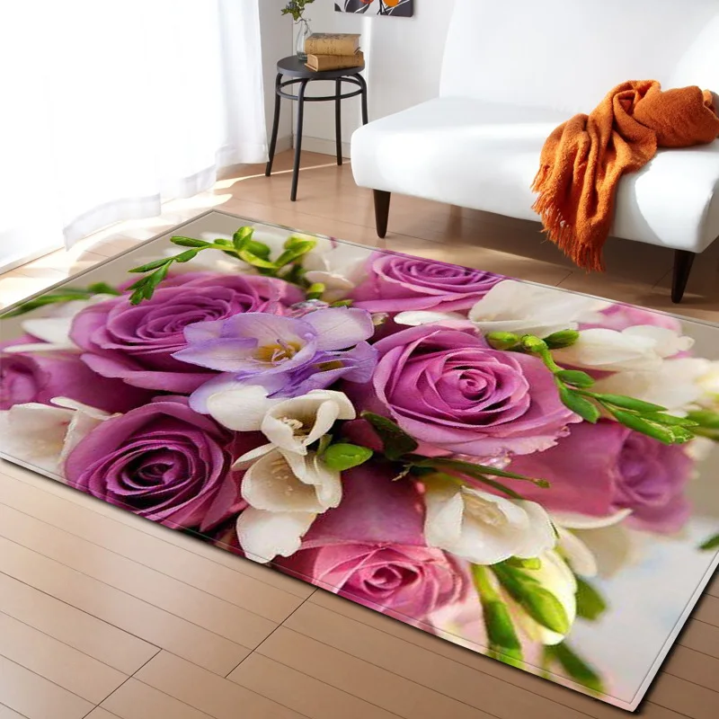 Ковер с 3D принтом розы, большой размер, свадебный ковер для гостиной, спальни, чайного стола, Противоскользящий коврик для пола, декор на День святого Валентина