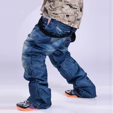 Новые лыжные брюки для мужчин и женщин уникальные джинсовые подтяжки лыжные штаны водонепроницаемые дышащие теплые лыжные и сноубордские брюки
