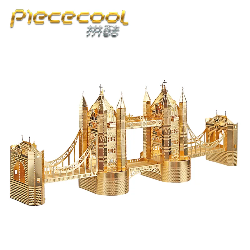 

Piececool 3D Metal Puzzle of " LONDON TOWER BRIDGE" Gold & Silver 3D DIY Famous Building Model Kits for Big Kids Gifts P009