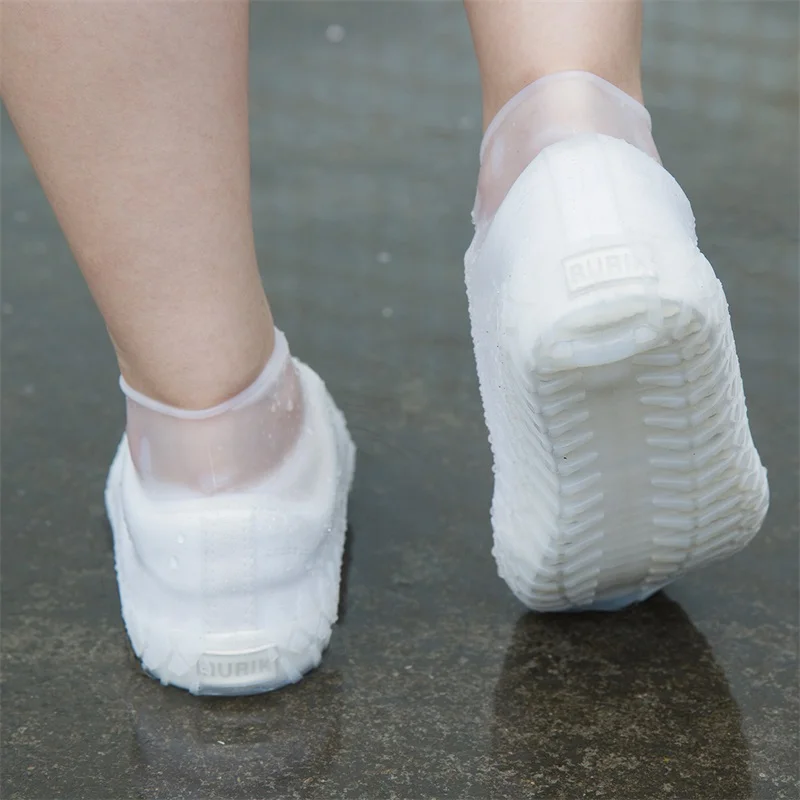 

2 pairs Silicone Rain Boots Cover Portable Wearable Silicone Sleeve Recycling Outdoor Waterproof Dustproof Shoe