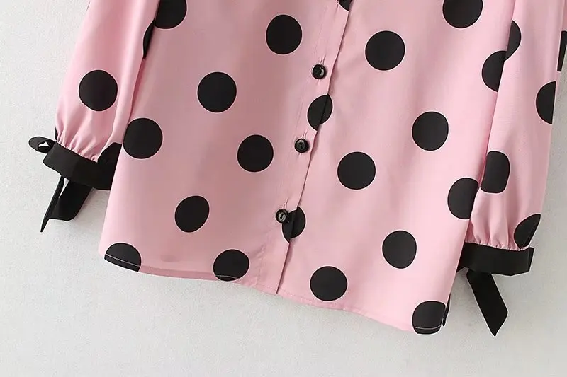 Women 2018 Women Pink Polka Dots Blouse 