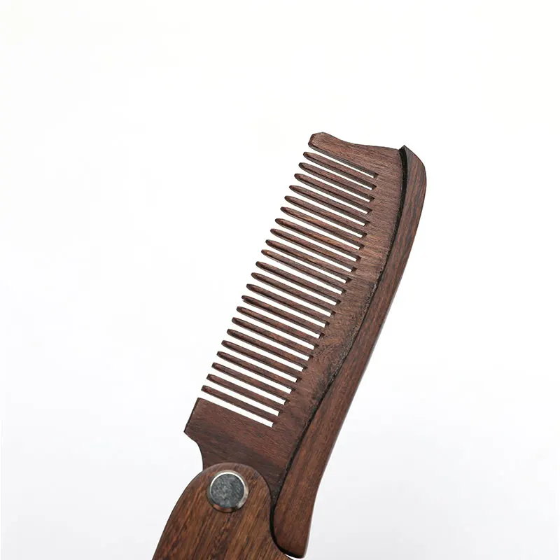 Высококачественная профессиональная расческа для бороды из сандалового дерева, Складная Расческа для ухода за бородой