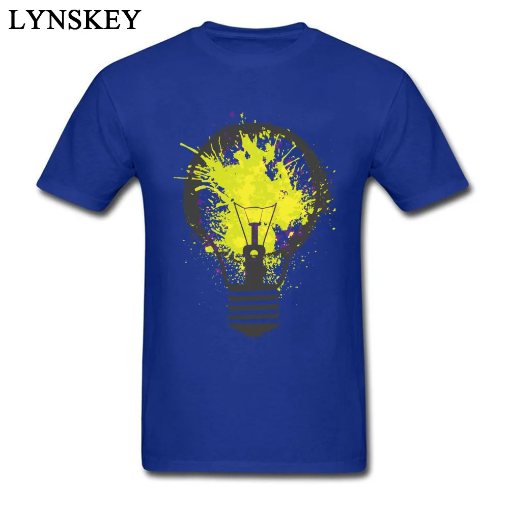 O-Neck 100% Cotton Mens T-shirts Unique Short Sleeve Tops Shirts Slim Fit Birthday Clothing Shirt Splash Electricity Splash Electricity blue