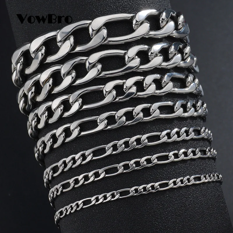 

VowBro Bracelet for Men Women Curb Cuban Link Chain Stainless Steel Mens Womens Bracelets Chains Jewelry for Men