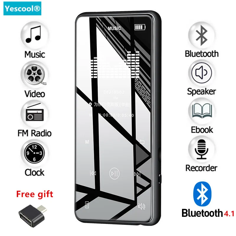 Free Shipping  Yescool X8 8GB metal touch key MP3 player Bluetooth 4.1 supports FM Radio E-book hifi Audio Video m