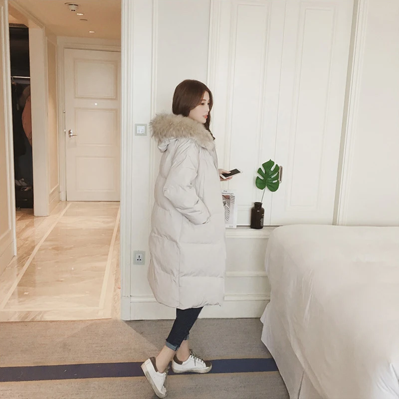 Hooded Loose Fur Collar Down Jacket Puffer Jacket Kawaii Korean Harajuku Coat Women Women's Winter Jacket Winter Coat Women