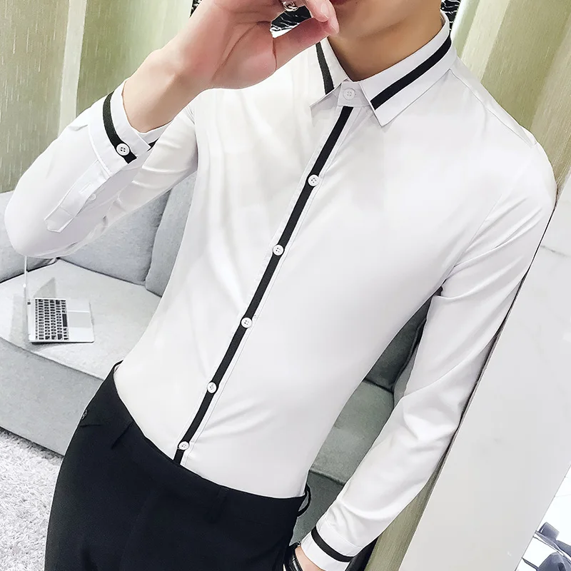 Camisa Social Masculina высокое качество Весенняя Мужская рубашка жених свадебный смокинг