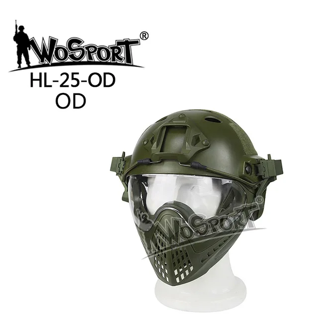 Новинка, уличный армейский Тактический шлем, легкий военный страйкбольный шлем с маской, противотуманные линзы для пейнтбола, армейский военный шлем - Цвет: green