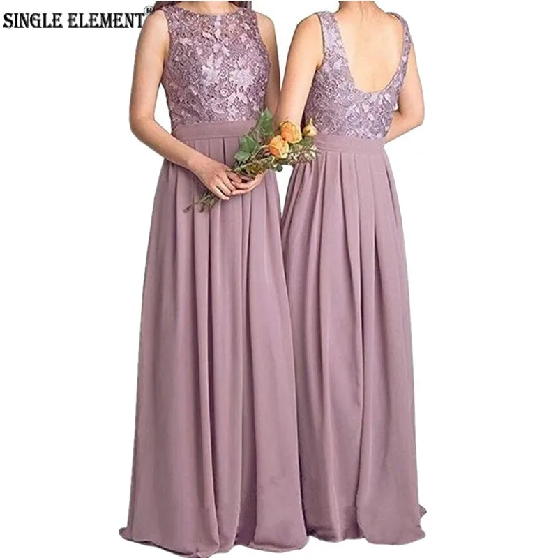 

SINGLE ELEMENT Wedding Guest Wear Long Chiffon A Line Bridesmaid Dresses