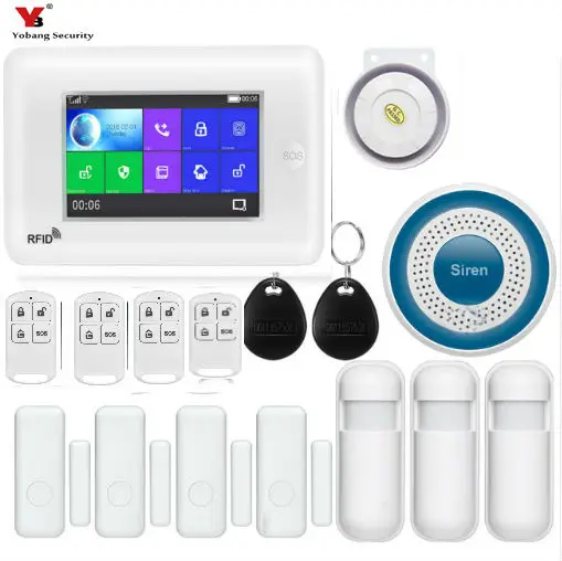 

YobangSecurity Full Touch Screen 4.3 Inch Wifi RFID 3G WCDMA Wireless Home Alarm Security System Video IP Camera Android IOS APP