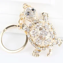 White Tortoise Turtle Pendant Charm Rhinestone Crystal Purse Bag Keyring Key Chain Accessories Wedding Party Lover Gift