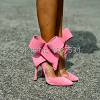 2014 HOT New fashion women bow tie pump pointed toe high heel dress shoes  red pink blue black suede leather sandals EUR 34-41 - купить по выгодной  цене | AliExpress