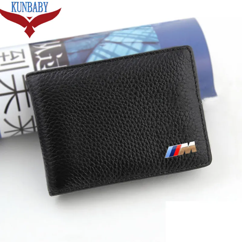 

KUNBABY Black Leather Car logo Bag Card Package Driver License For BMW M3