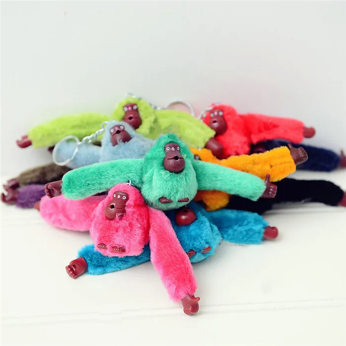 Fashion 10CM Cartoon Orangutan Plush Doll Toy Key Chain Ring Woman Bag Charms Faux Rabbit Fur Pom Pom Monkey Keychain Trinket (1)