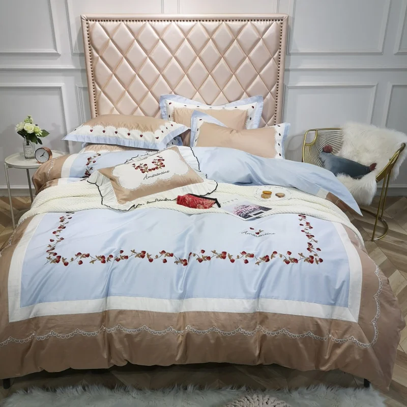 Waliicorners Home Bedding Sets brown egyptian cotton Soft duvet Cover embroidery Bed Set pillowcase King size Queen size 4pcs 24 IMG_20190113_114241