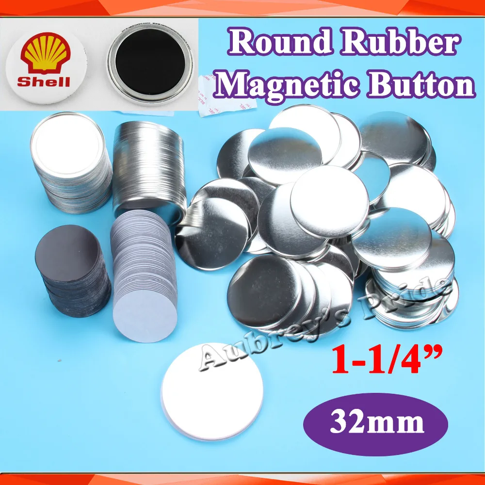 

1-1/4" 32mm 100 Sets NEW Soft Rubber Fridge Dialog Box Magnetic Badge Button Maker Back Metal Button Supply Materials