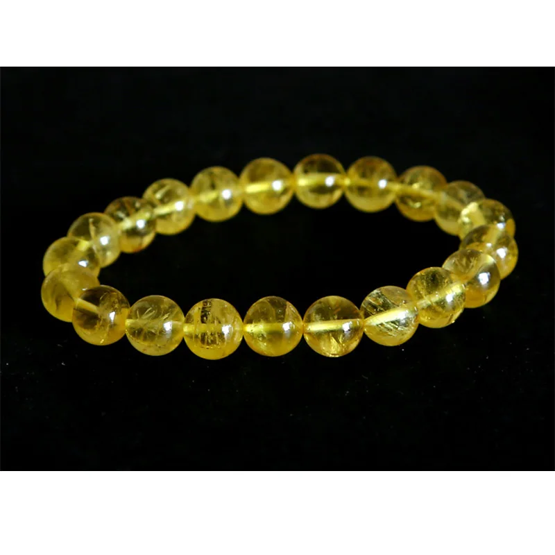 

Free shipping A strands Bracelet High Quality Clear Yellow Datolite Genuine Danburite Stretch Bracelet Round beads 9mm 03010
