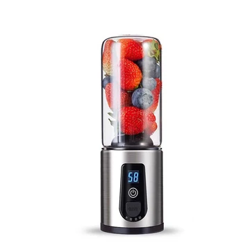 Exprimidor de frutas eléctrico portátil, Batidora portátil de 4 cuchillas para alimentos, Exprimidor de frutas con USB