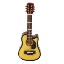 1:12 Dollhouse Miniature Music Instrument Acoustic Guitar Yellow and Brown red