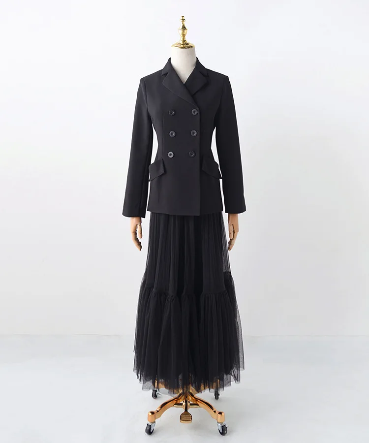 France style elegant double breasted blazers jackets Chic elegant women's slim fit suit jackets A077