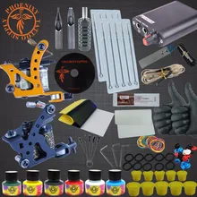 Completed Tattoo Kit 6 Color Tattoo Ink Set 2 Machines Set Black Power Supply Needles Permanent Make Up Professional Tattoo Kit