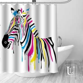 

New arrival Custom zebra Fabric 100% Polyester Shower Curtain High Quality Washable Bath Decor Waterproof Popular